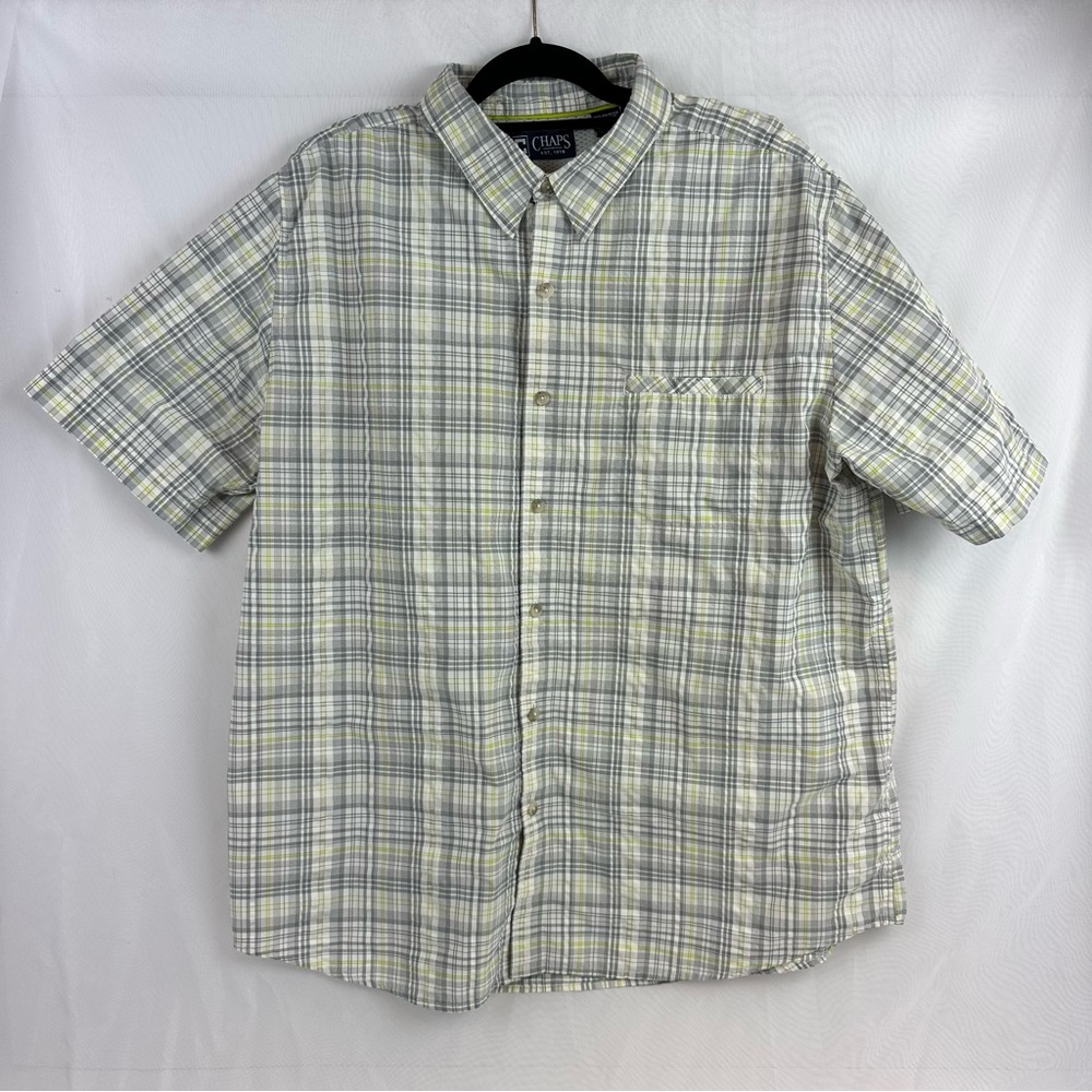 Chaps Plaid Button Down Shirt Short Sleeved Size XXL